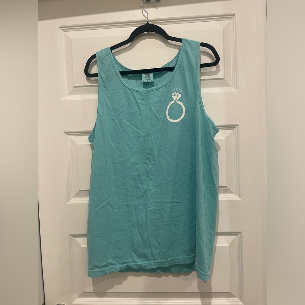 Comfort Colors- Teal Ring Tank Top- Size Large